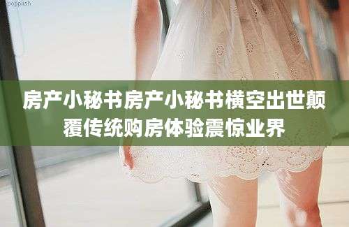 房产小秘书房产小秘书横空出世颠覆传统购房体验震惊业界