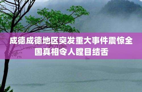 成德成德地区突发重大事件震惊全国真相令人瞠目结舌