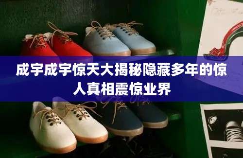 成宇成宇惊天大揭秘隐藏多年的惊人真相震惊业界