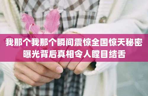 我那个我那个瞬间震惊全国惊天秘密曝光背后真相令人瞠目结舌
