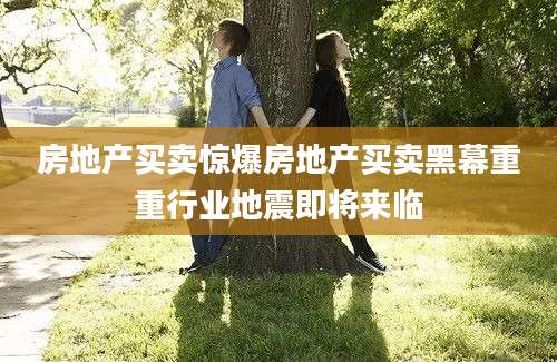 房地产买卖惊爆房地产买卖黑幕重重行业地震即将来临