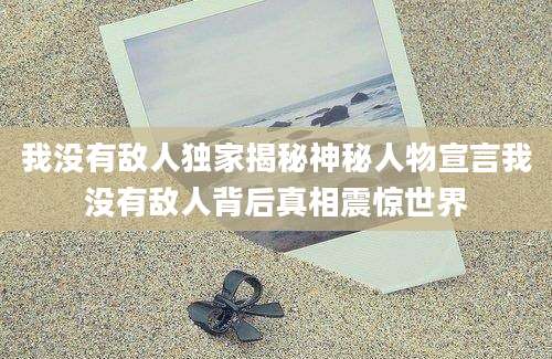 我没有敌人独家揭秘神秘人物宣言我没有敌人背后真相震惊世界