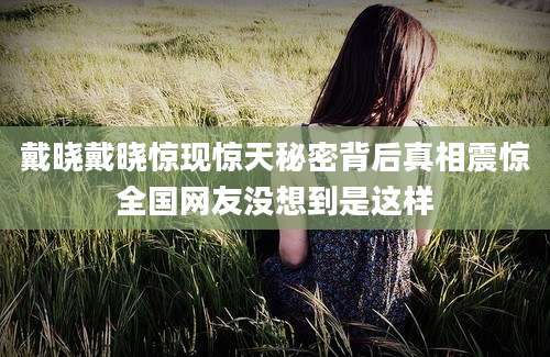 戴晓戴晓惊现惊天秘密背后真相震惊全国网友没想到是这样
