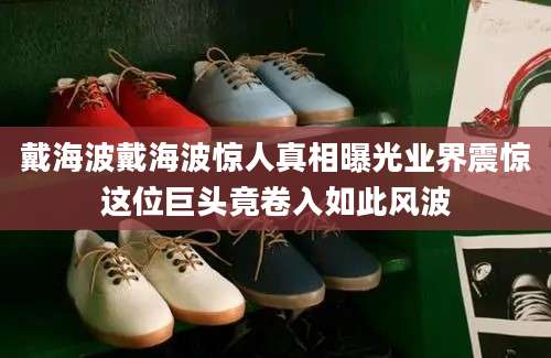 戴海波戴海波惊人真相曝光业界震惊这位巨头竟卷入如此风波