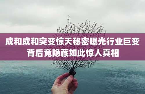 成和成和突变惊天秘密曝光行业巨变背后竟隐藏如此惊人真相